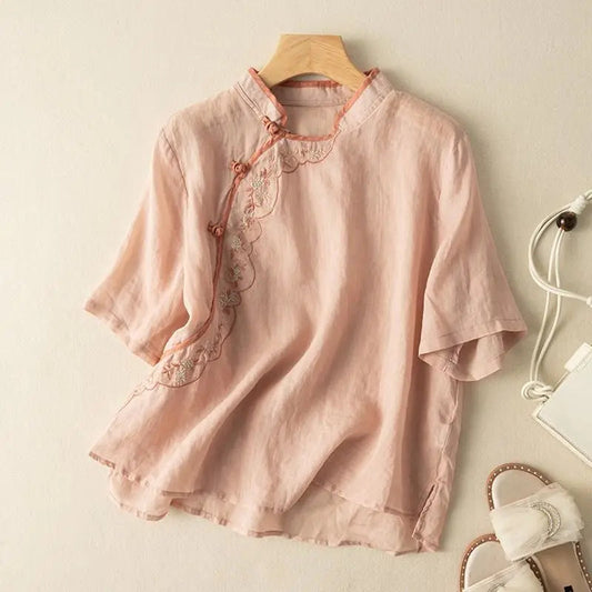 Belle Ora Satin Wrap Blouse