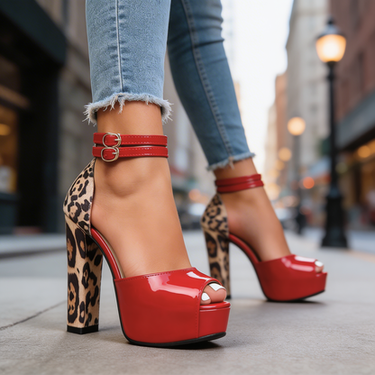 Sloane leopard print platform heels view 2
