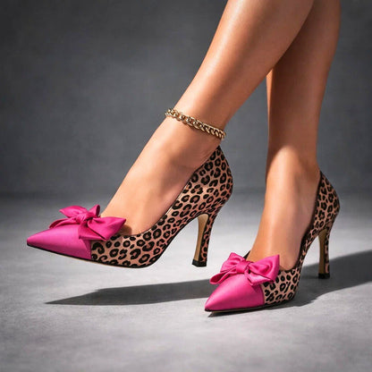 Aria leopard bow heels styled for a night out