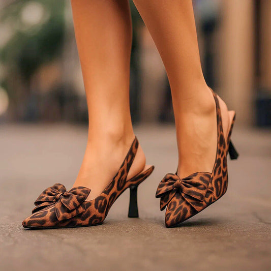 Romy Leopard Heels - women's leopard print slingback heels