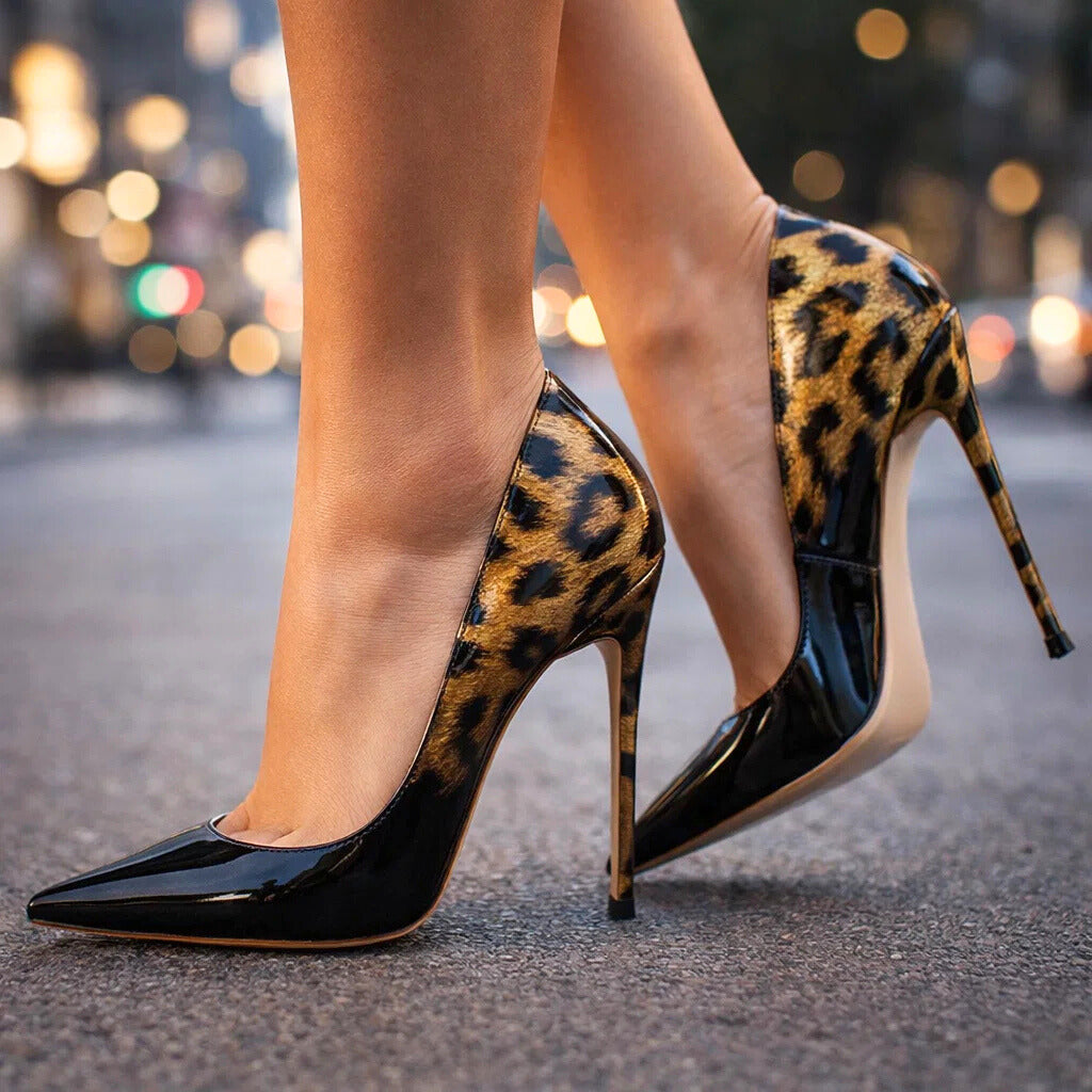 Nova leopard print stiletto heels view 2