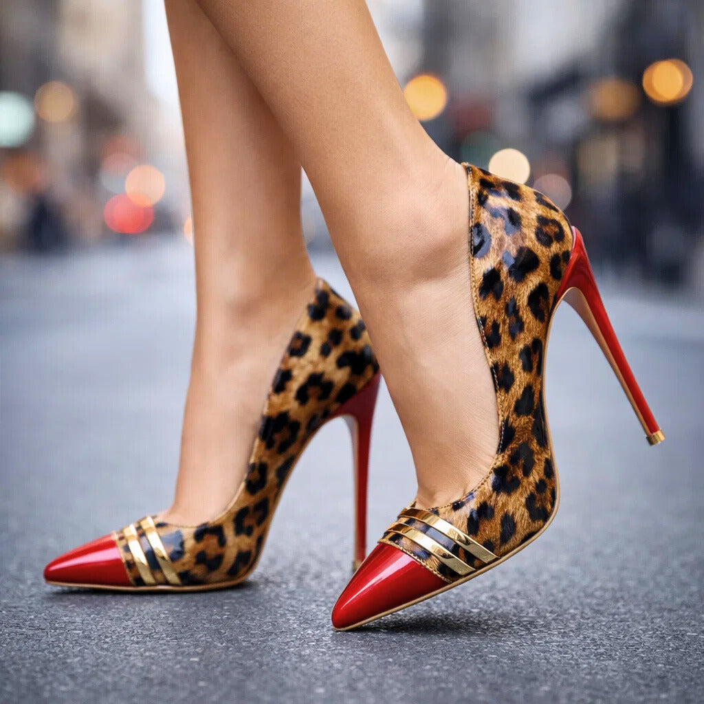 Margot leopard print stiletto heels - side view